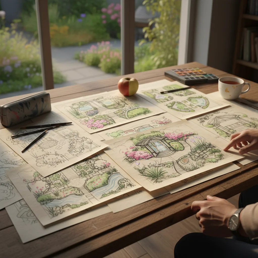 Sketches and concepts for garden
